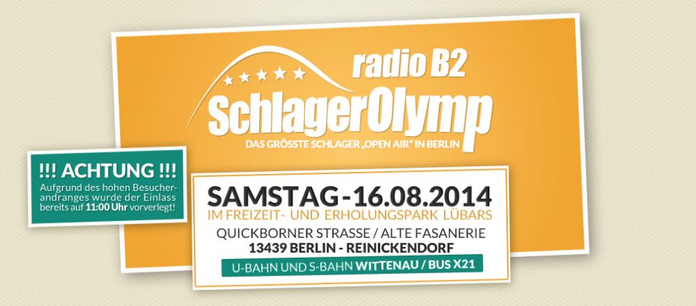 Große Starbesetzung beim radio B2 SchlagerOlymp 2014 in