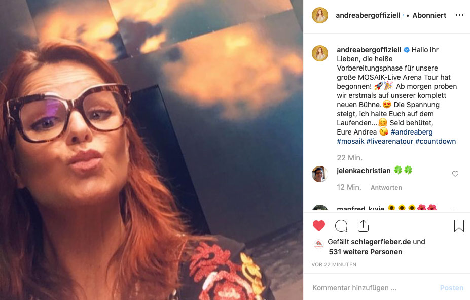 Screenshot Instagram Andrea Berg