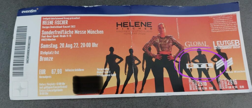 Helene Fischer Konzertkarte